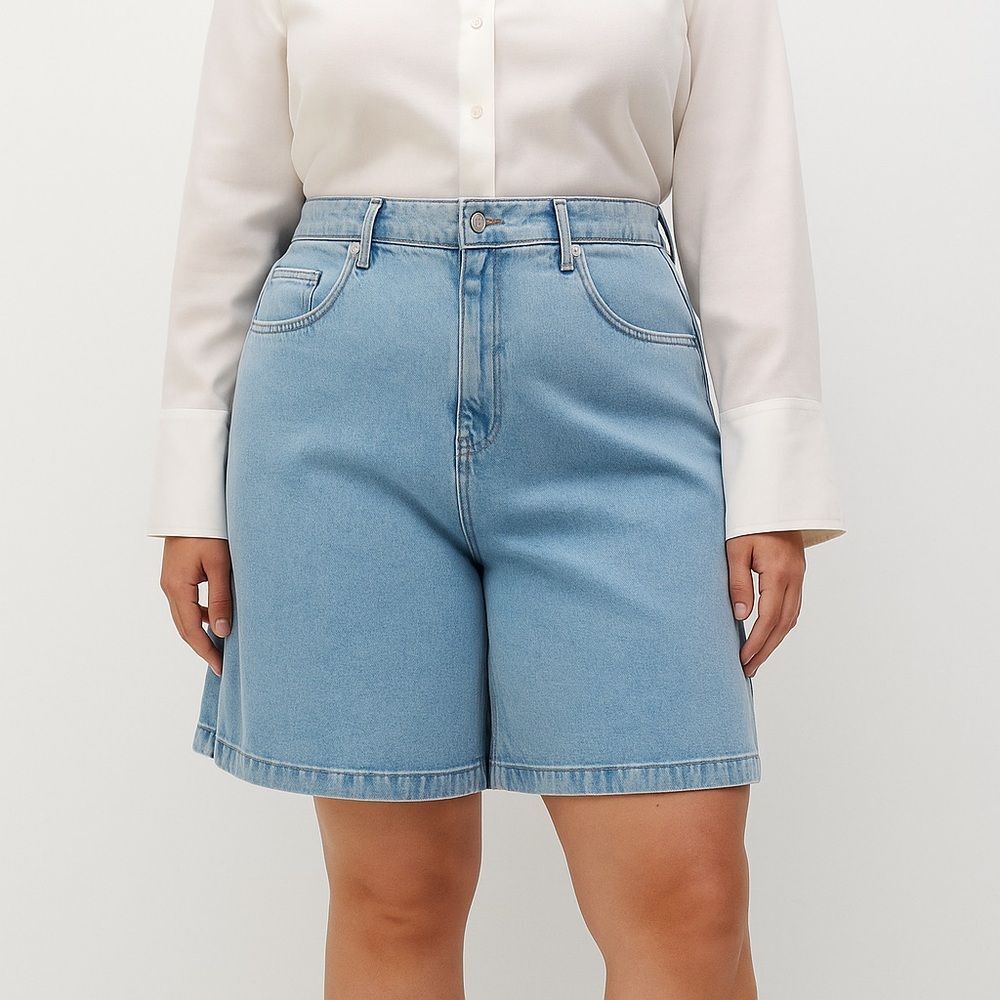 NWT Derek Lam 10 Crosby Dana Wide‎ Leg Cooper Denim Shorts 34 Cotton Linen Blend